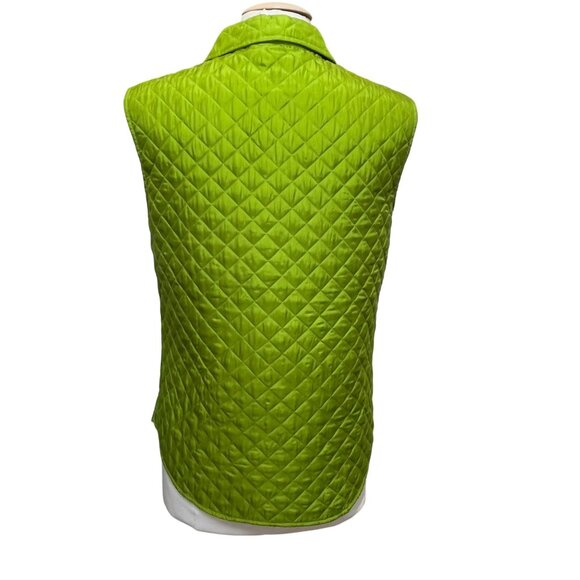 Coldwater Creek Quilted Silk Vest  Chartreuse Bright Green Aqua Lined Size S - Picture 3 of 9